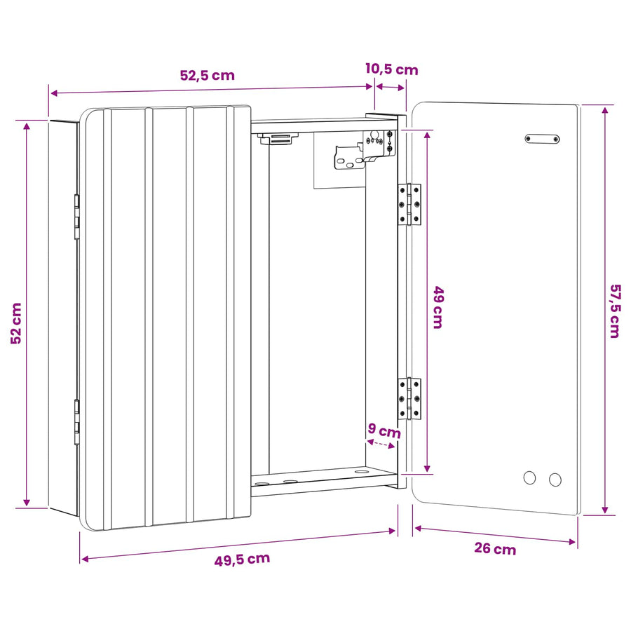 Dartbord Kabinet ZWOLLE Grijs Sonoma 52,5 x 10,5 x 57,5 cm