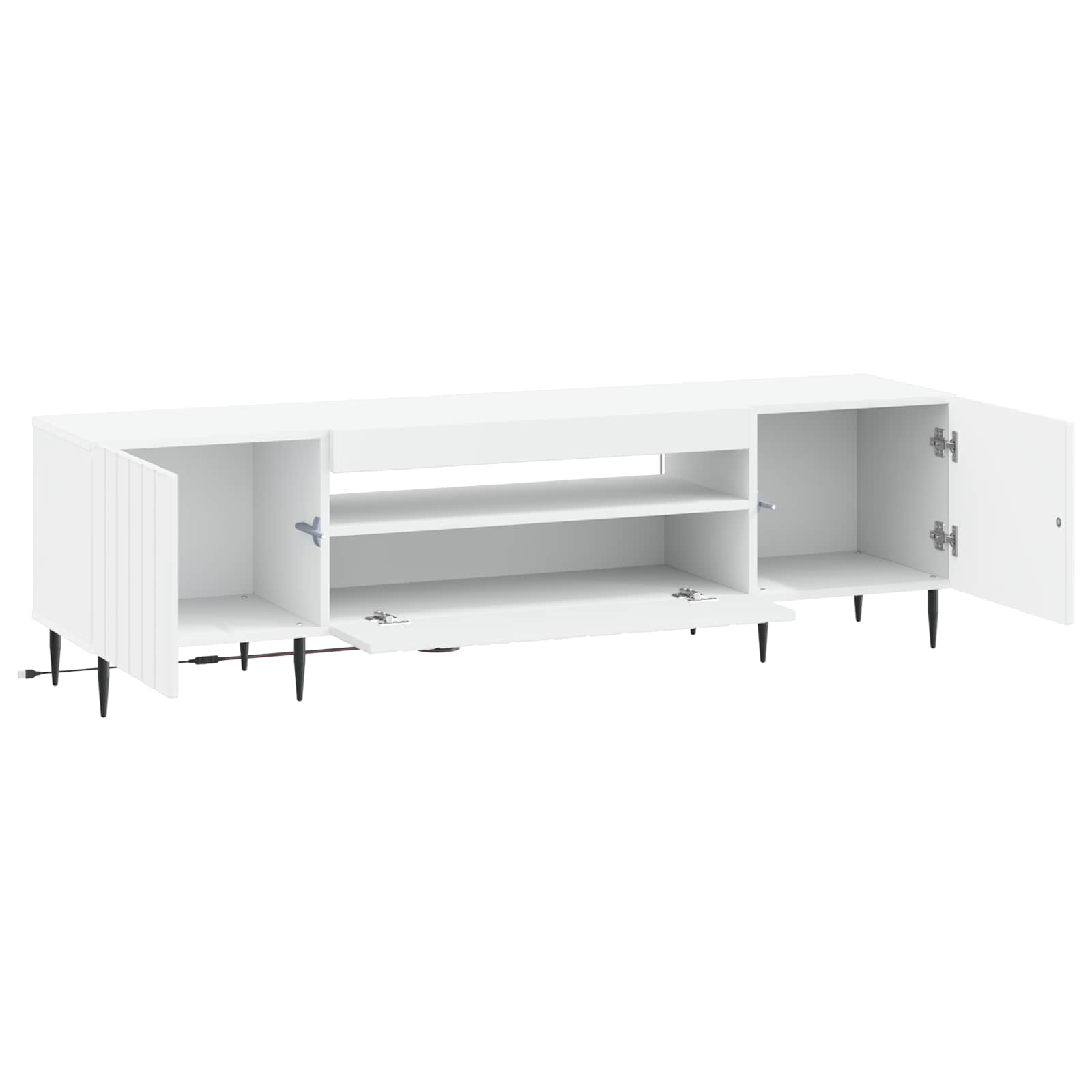 LED tv-meubel Wit Bewerkt hout