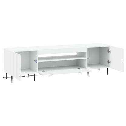 LED tv-meubel Wit Bewerkt hout