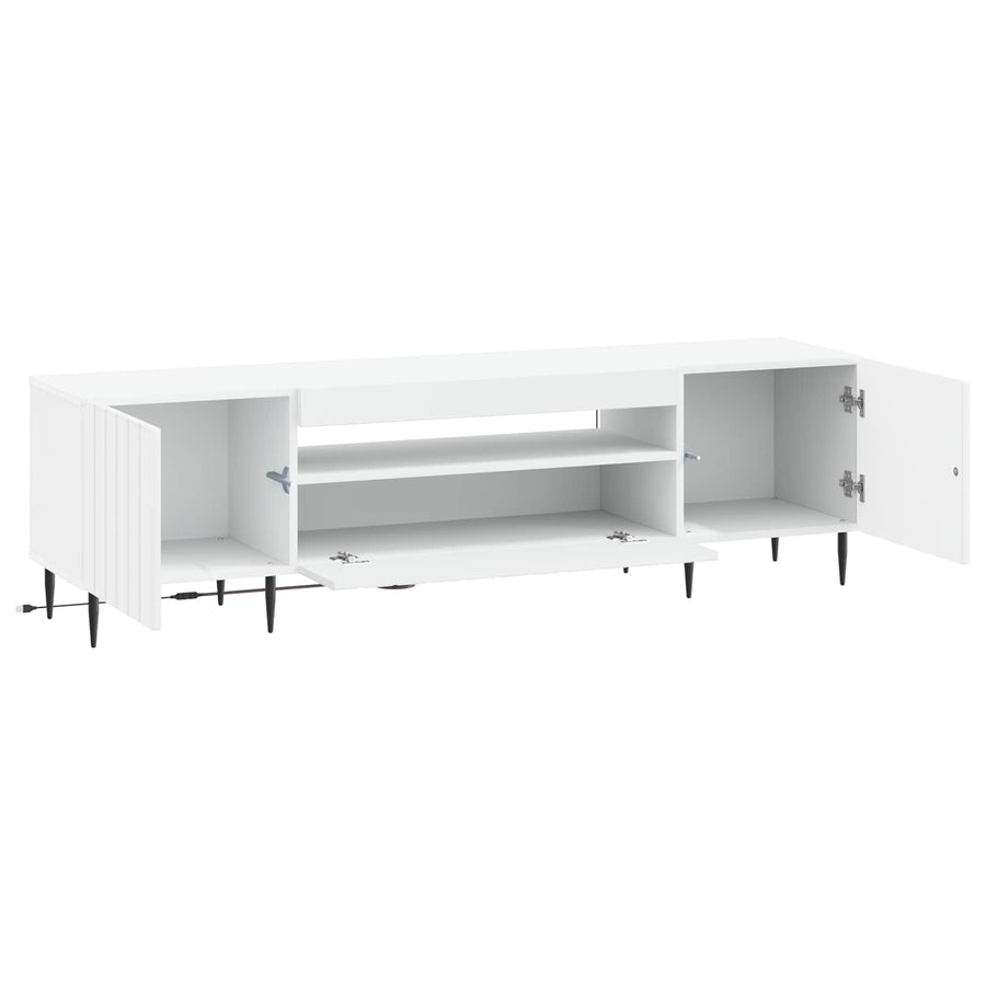 LED tv-meubel Wit Bewerkt hout