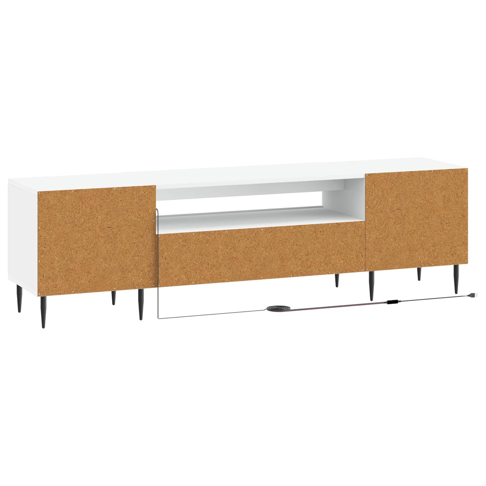 LED tv-meubel Wit Bewerkt hout