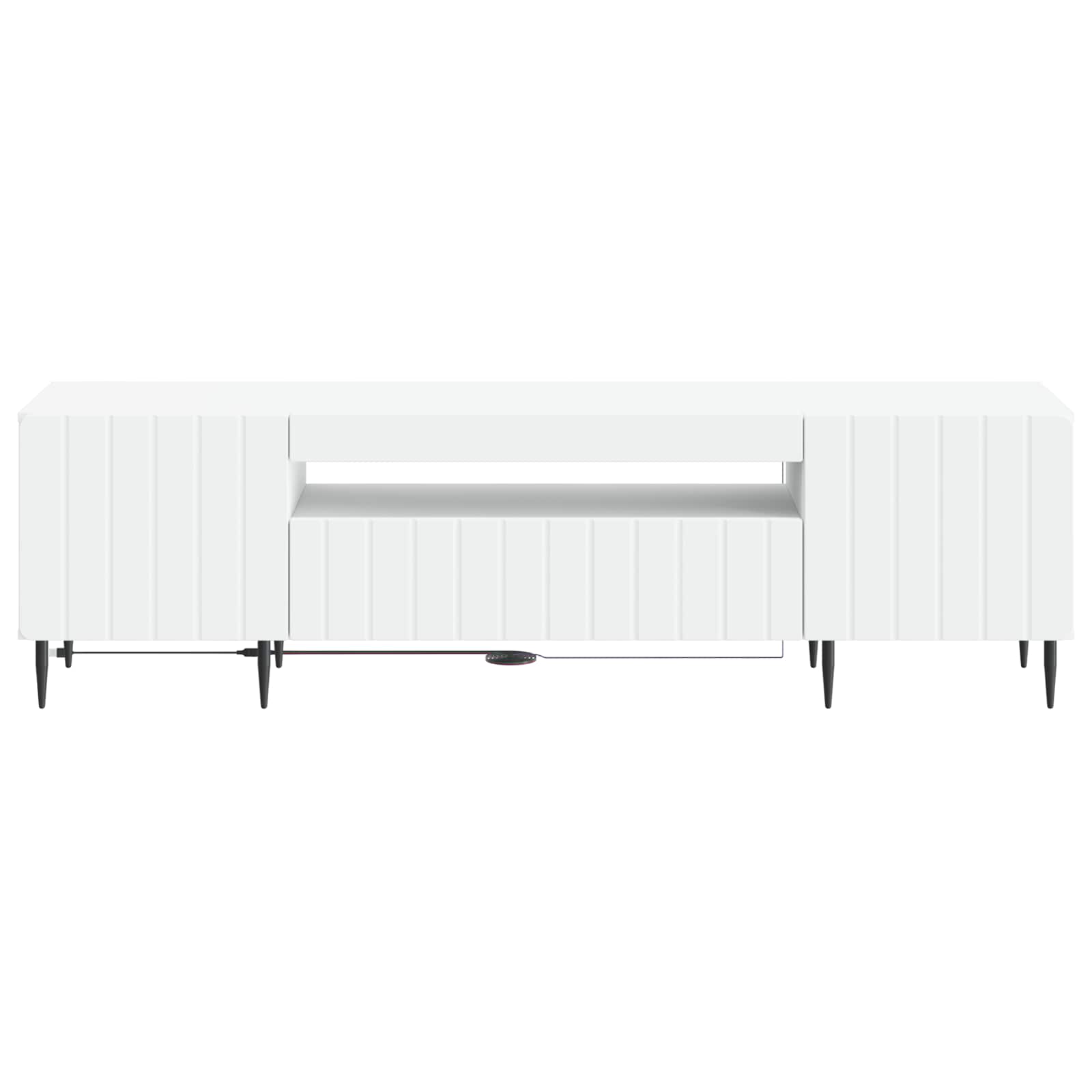 LED tv-meubel Wit Bewerkt hout