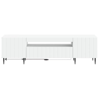 LED tv-meubel Wit Bewerkt hout
