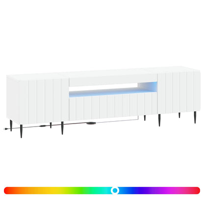 LED tv-meubel Wit Bewerkt hout