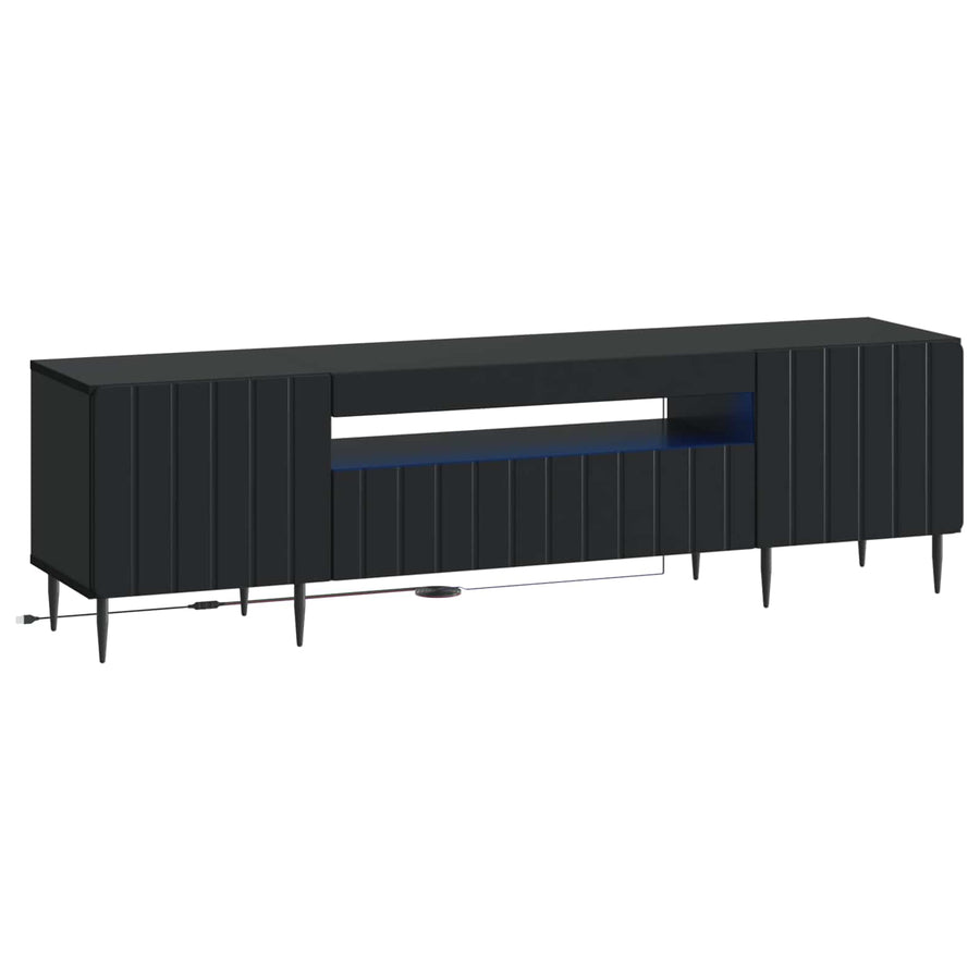 LED tv-meubel Zwart Bewerkt hout