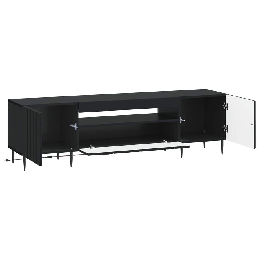 LED tv-meubel Zwart Bewerkt hout
