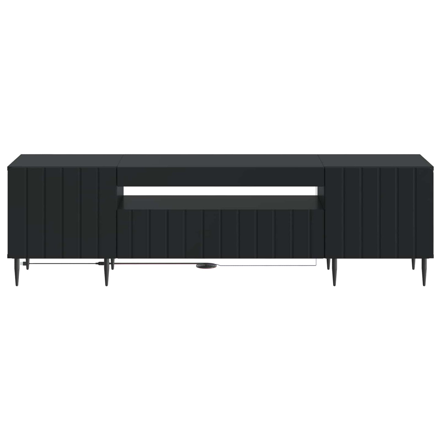 LED tv-meubel Zwart Bewerkt hout