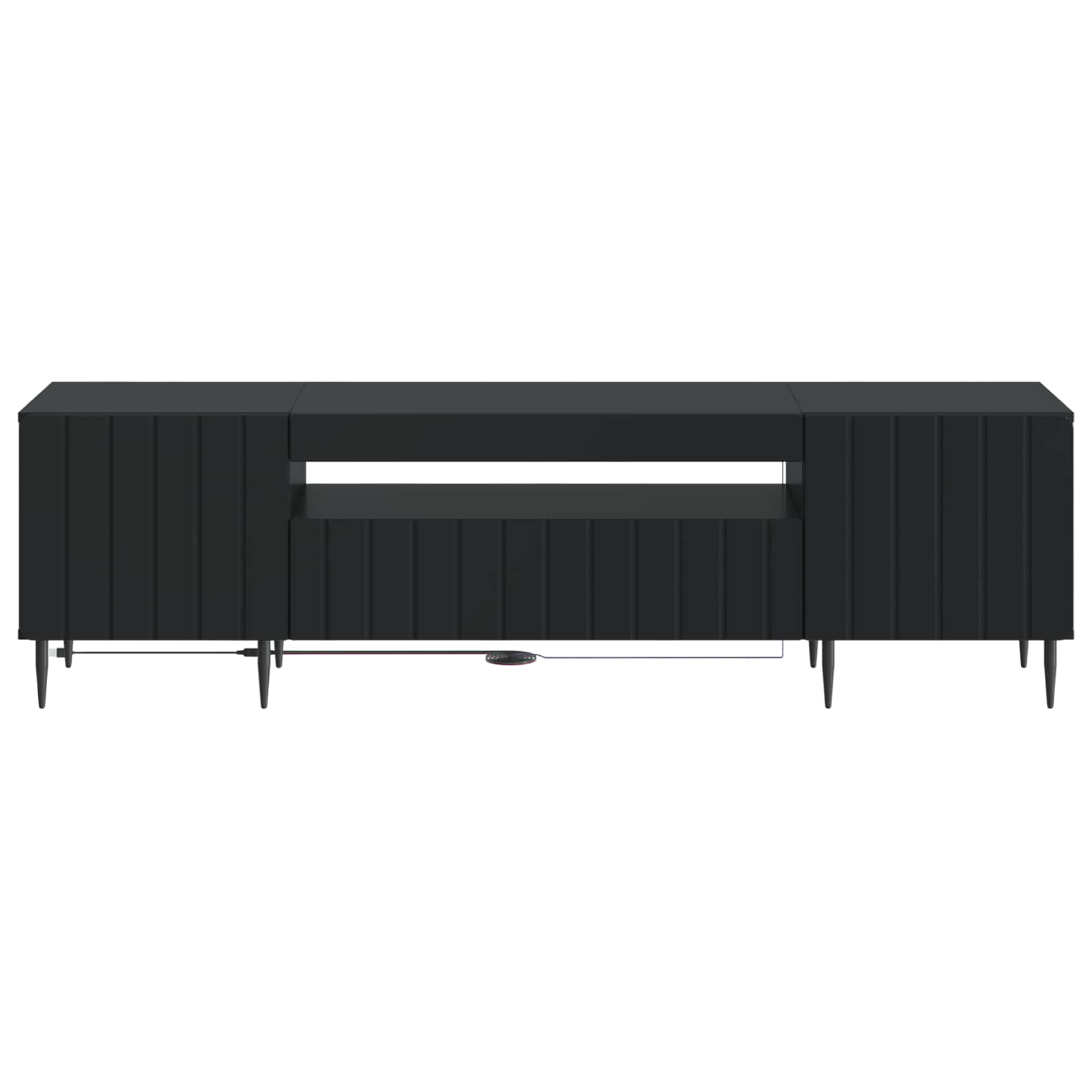 LED tv-meubel Zwart Bewerkt hout
