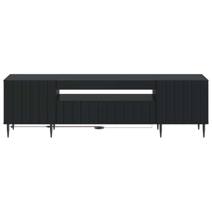 LED tv-meubel Zwart Bewerkt hout