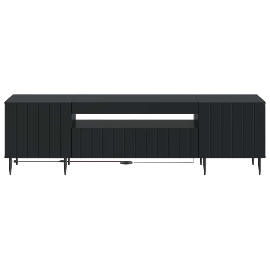 LED tv-meubel Zwart Bewerkt hout