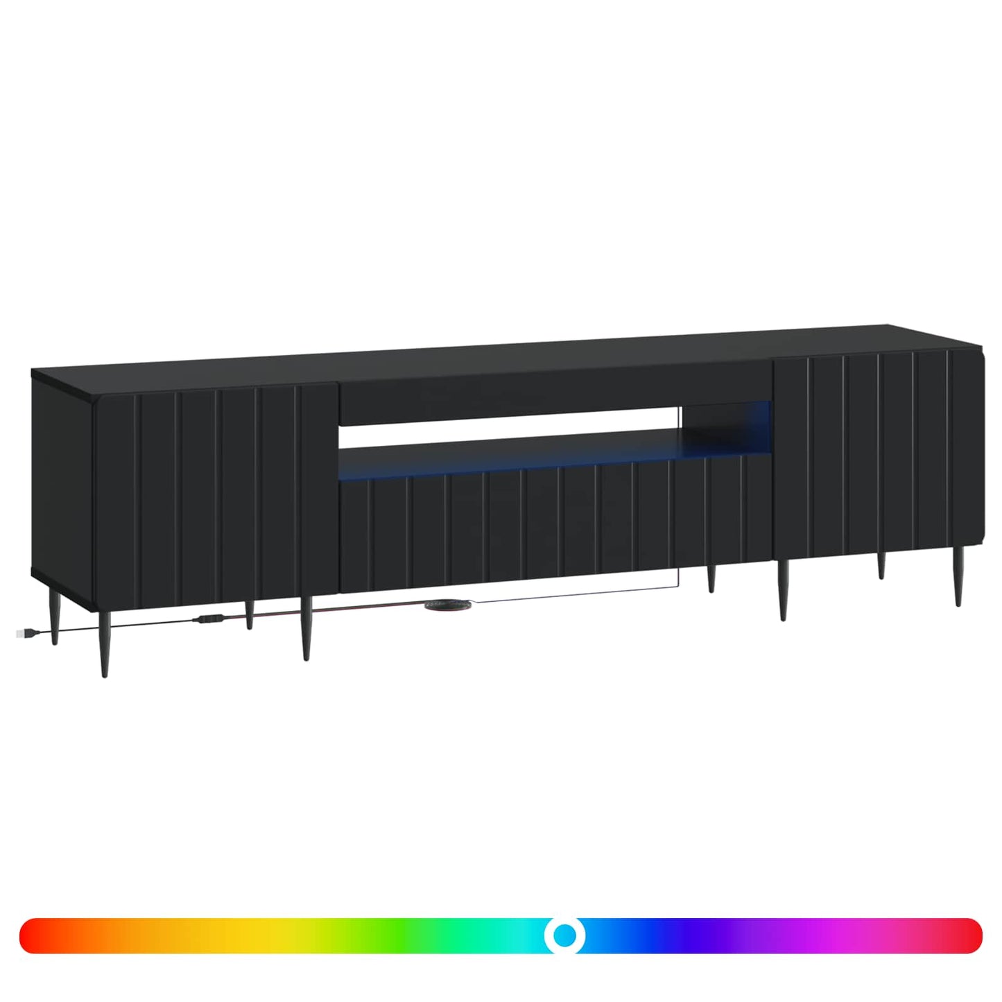LED tv-meubel Zwart Bewerkt hout
