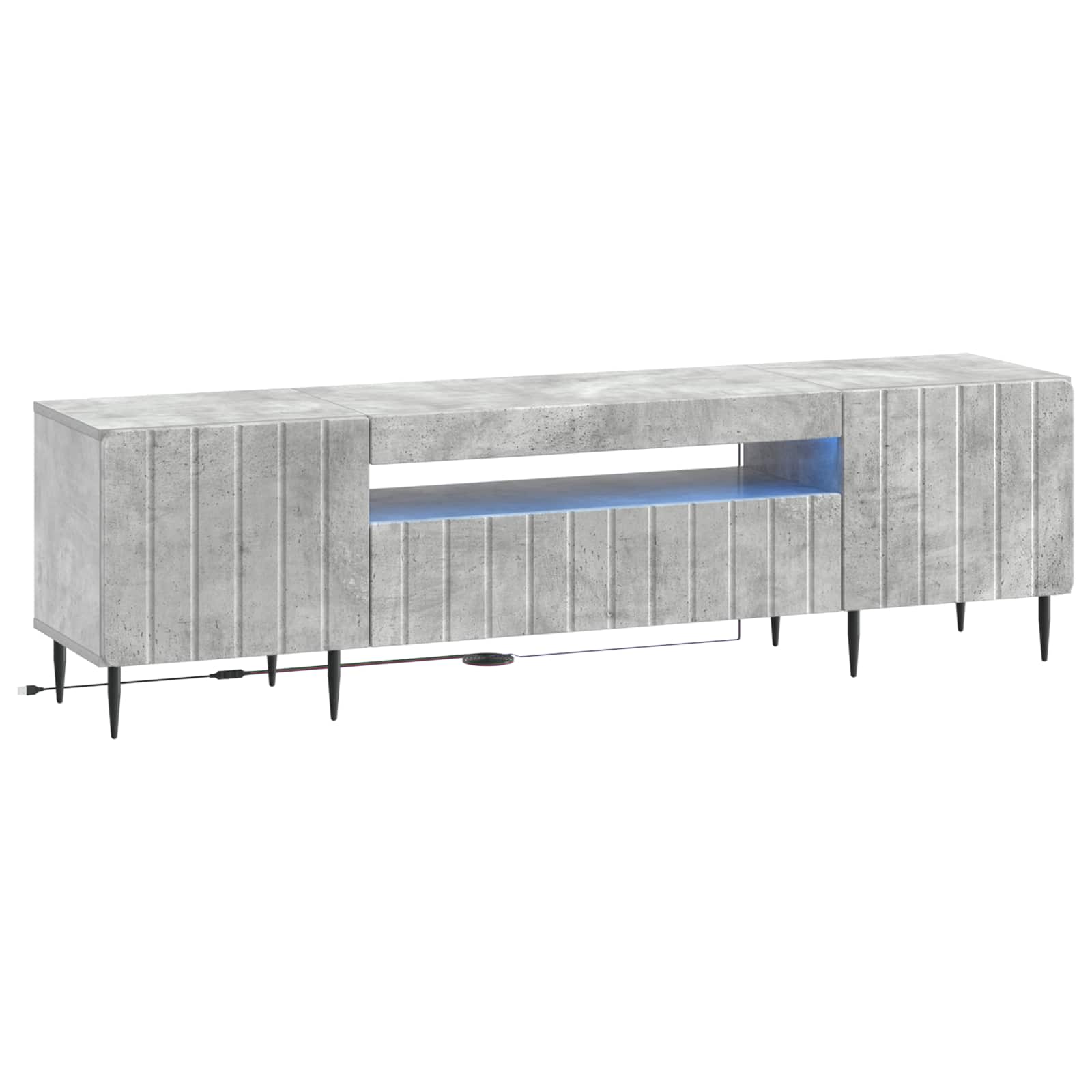 LED tv-meubel Betongrijs Bewerkt hout