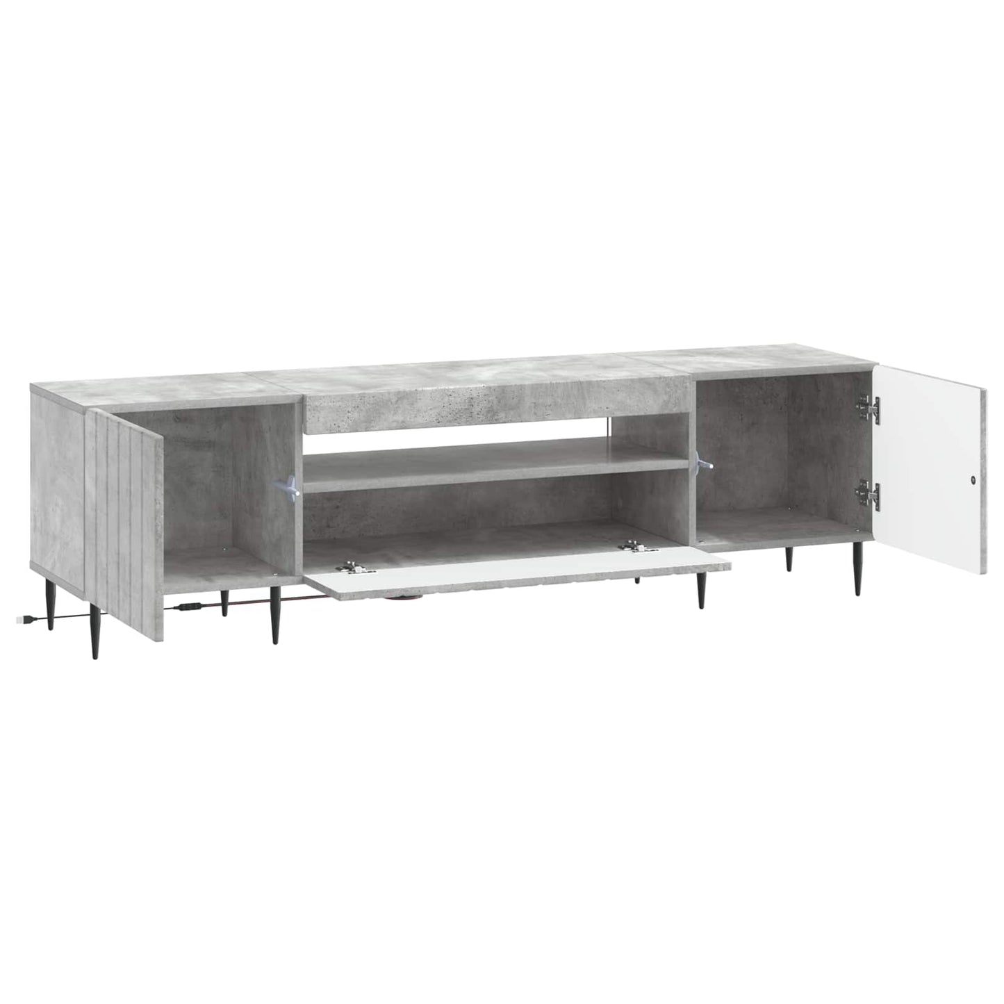LED tv-meubel Betongrijs Bewerkt hout
