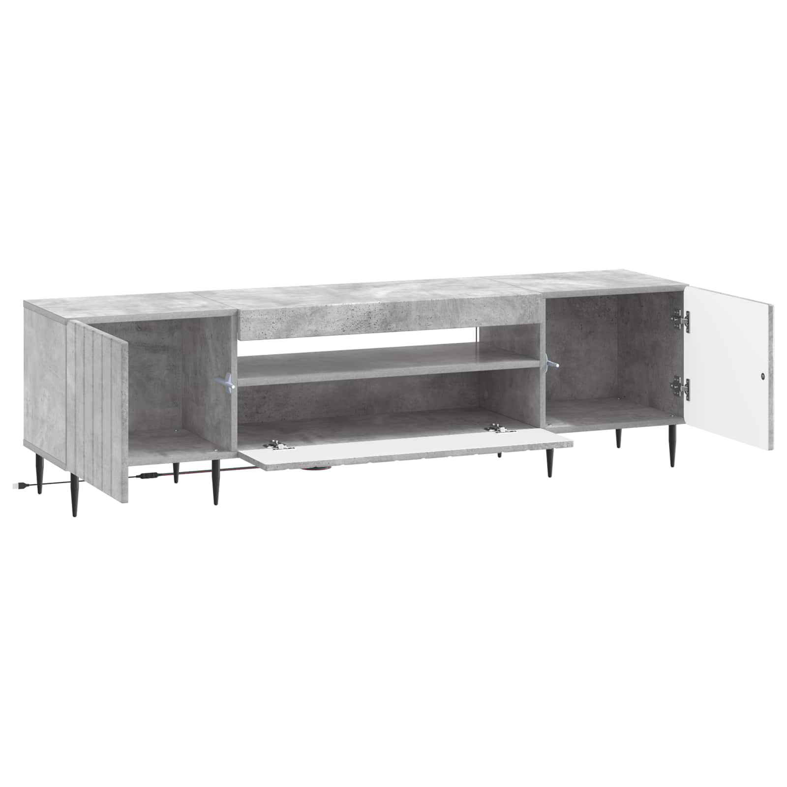 LED tv-meubel Betongrijs Bewerkt hout