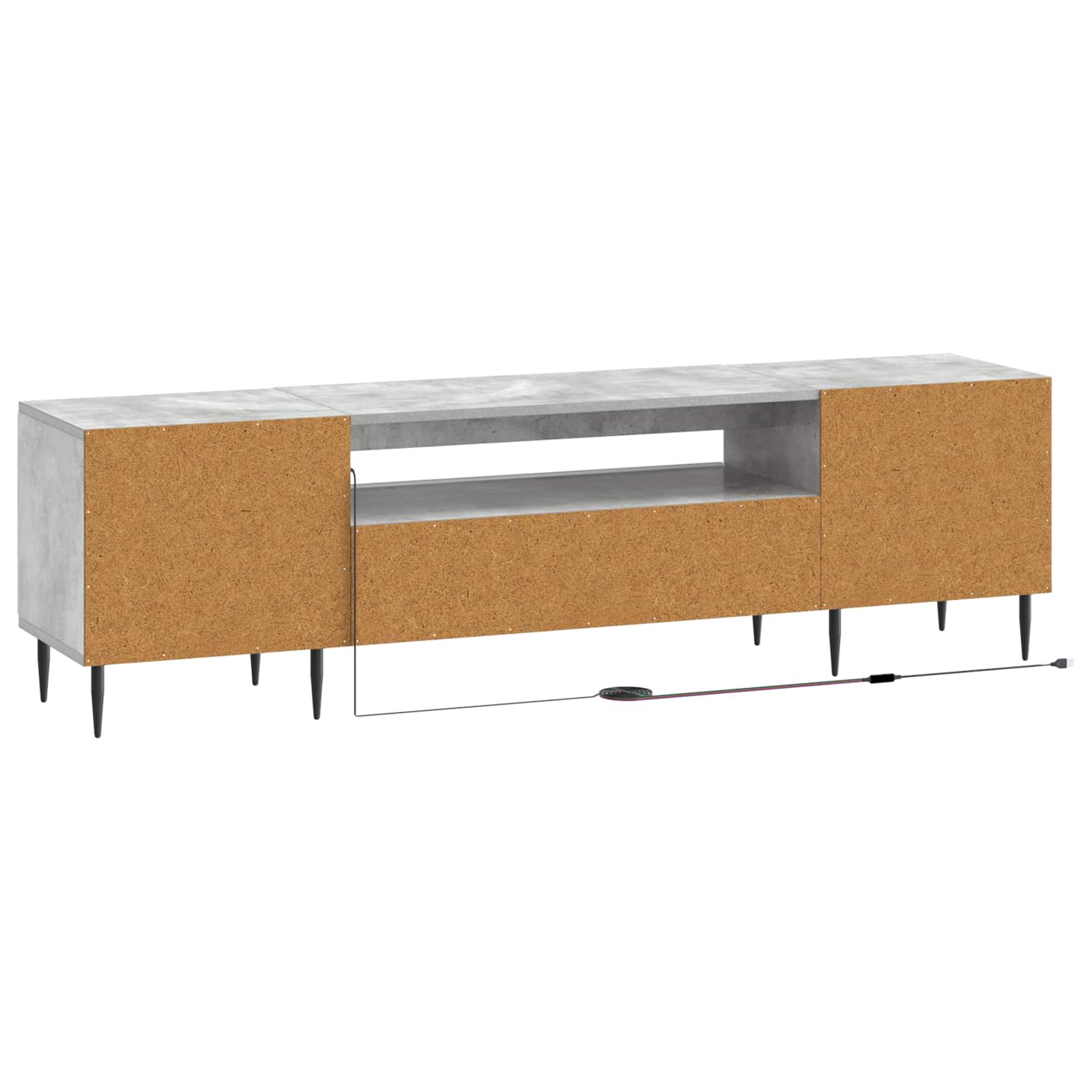 LED tv-meubel Betongrijs Bewerkt hout