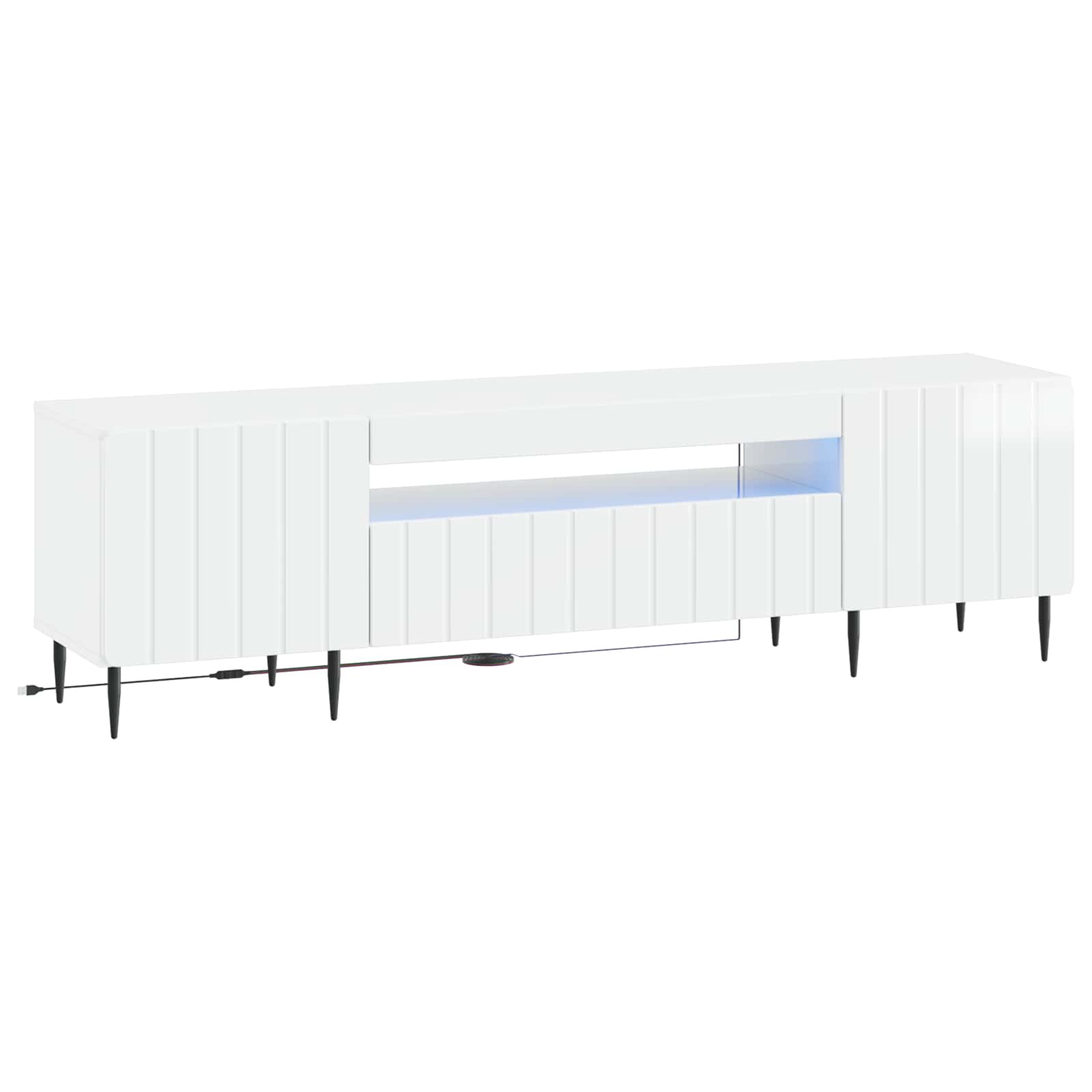 LED tv-meubel Hoogglans Wit Bewerkt hout
