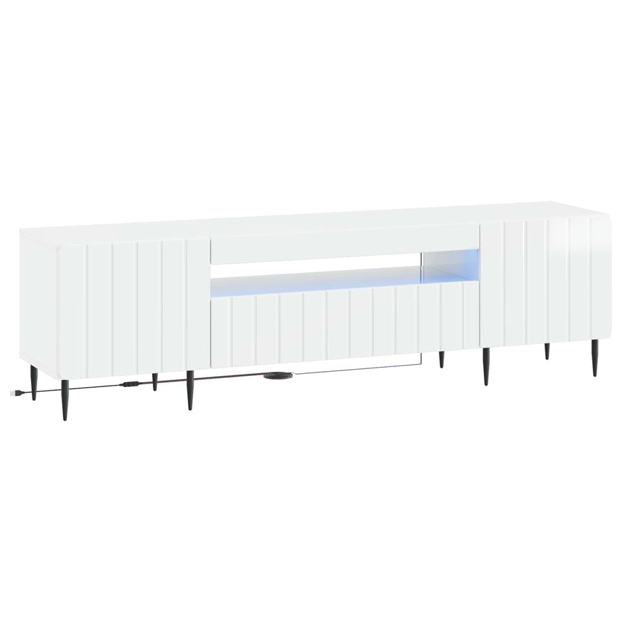 LED tv-meubel Hoogglans Wit Bewerkt hout