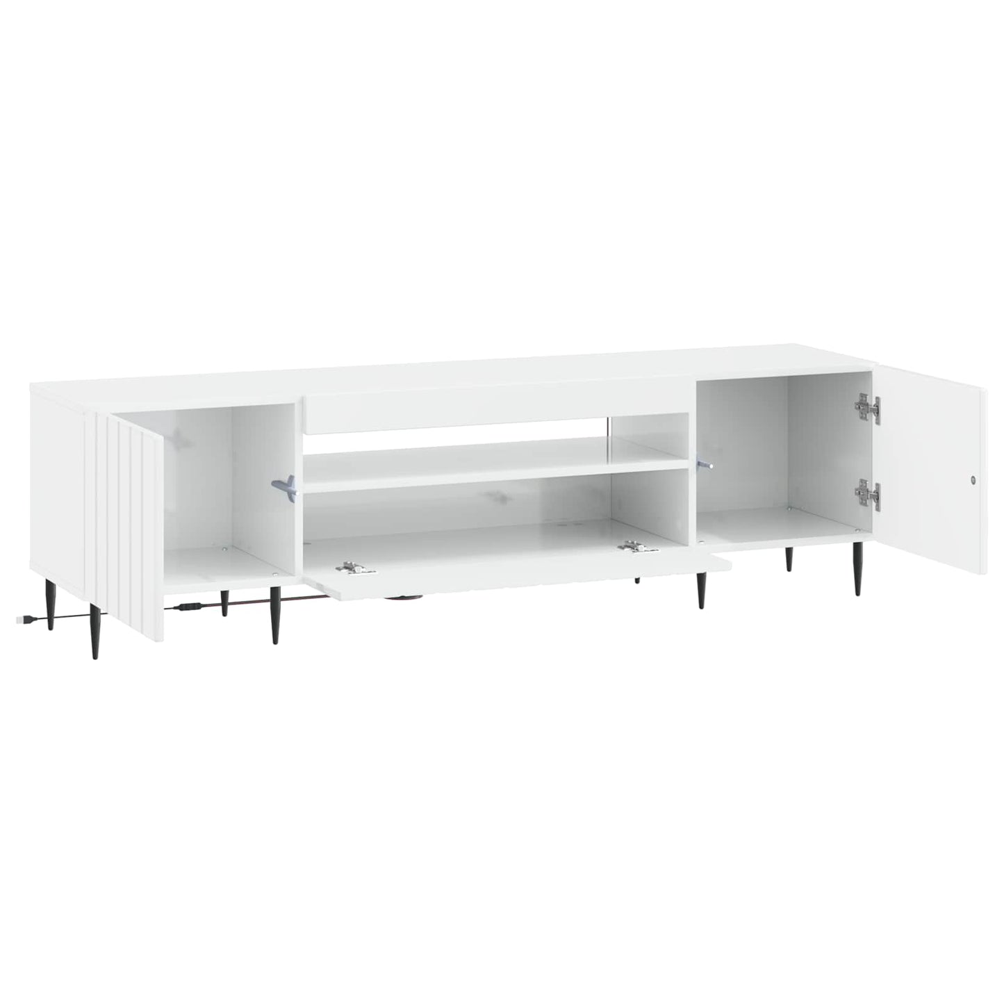 LED tv-meubel Hoogglans Wit Bewerkt hout