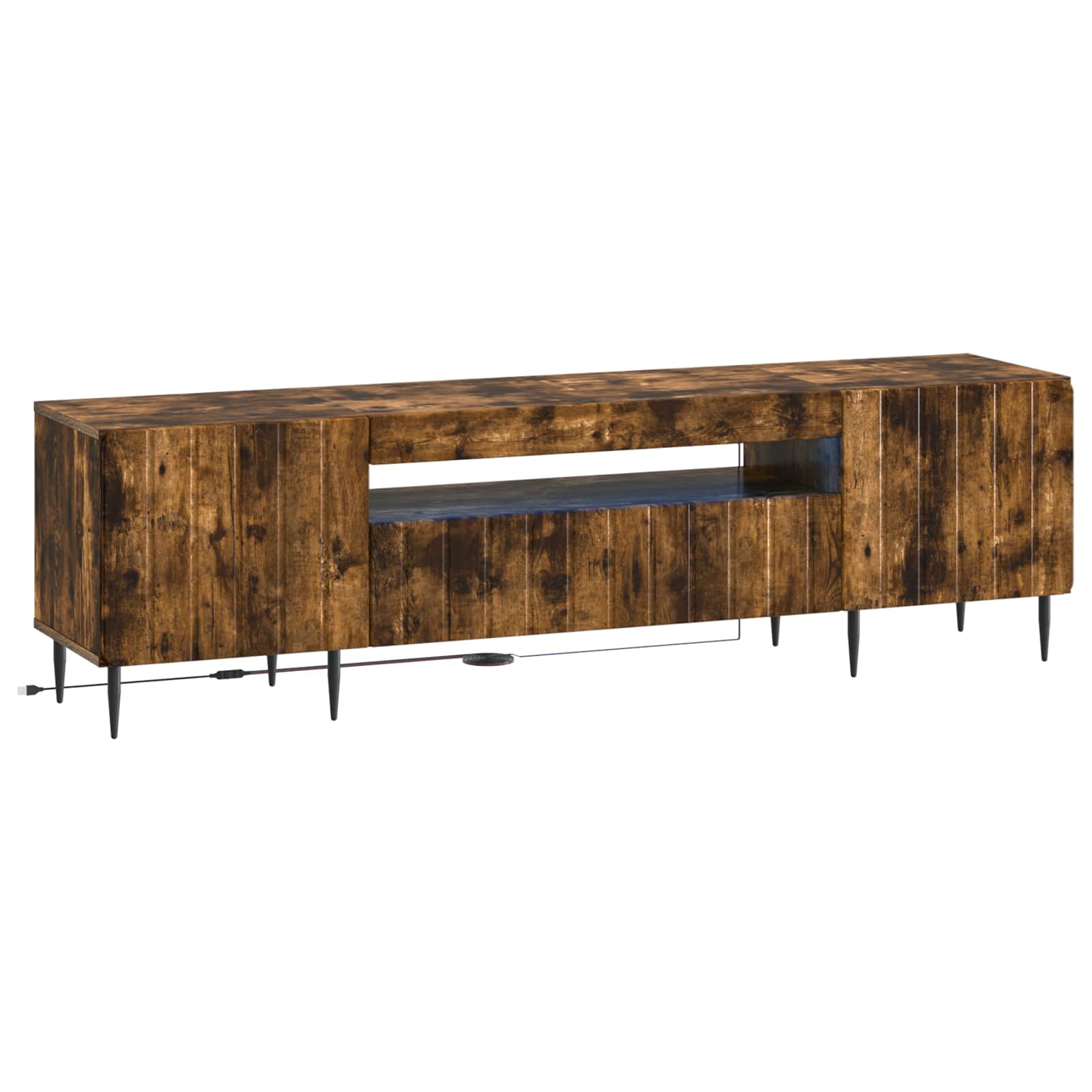 LED tv-meubel ZWOLLE Gerookt eiken Bewerkt hout