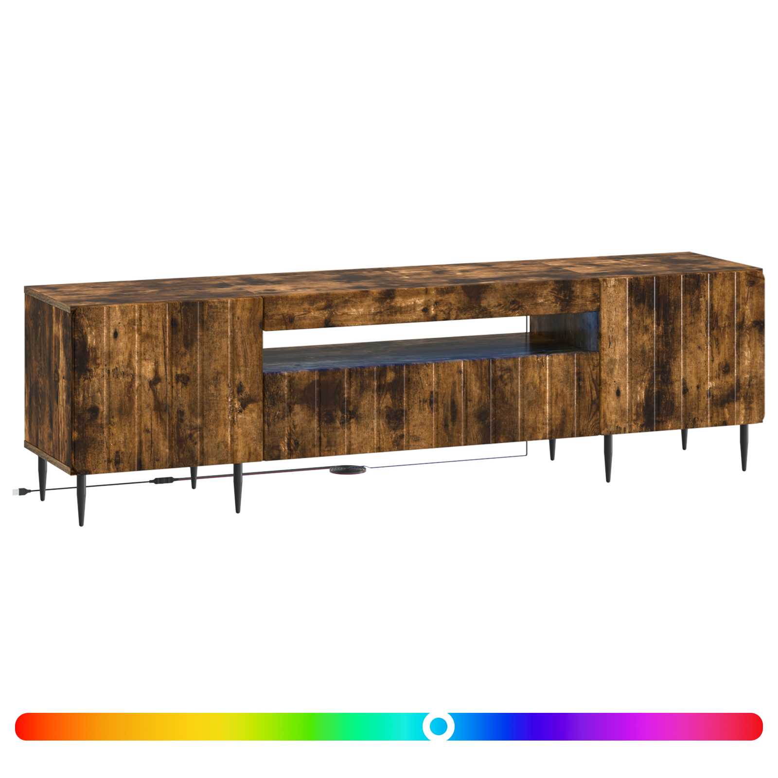 LED tv-meubel ZWOLLE Gerookt eiken Bewerkt hout