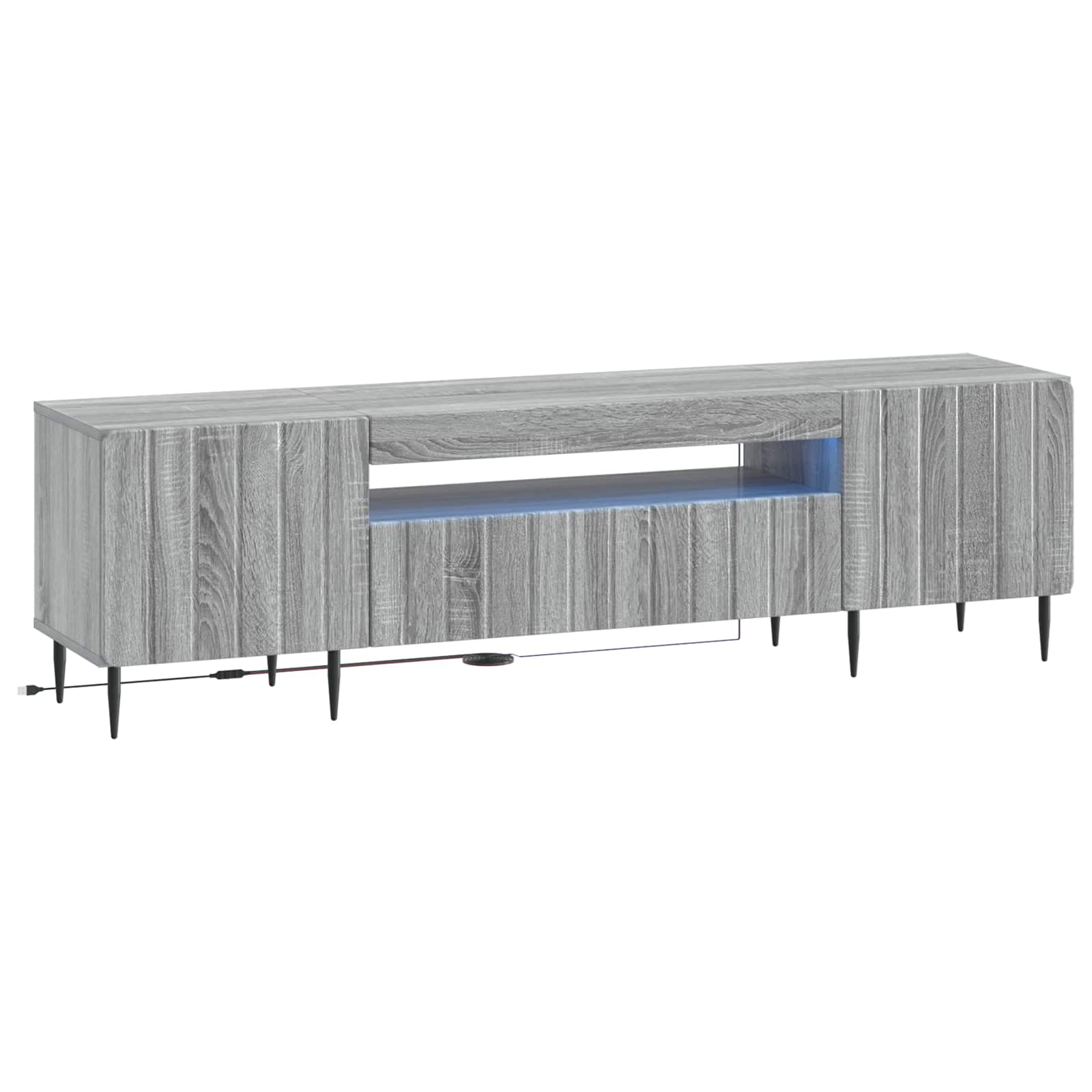 LED tv-meubel Grijs Sonoma Bewerkt hout