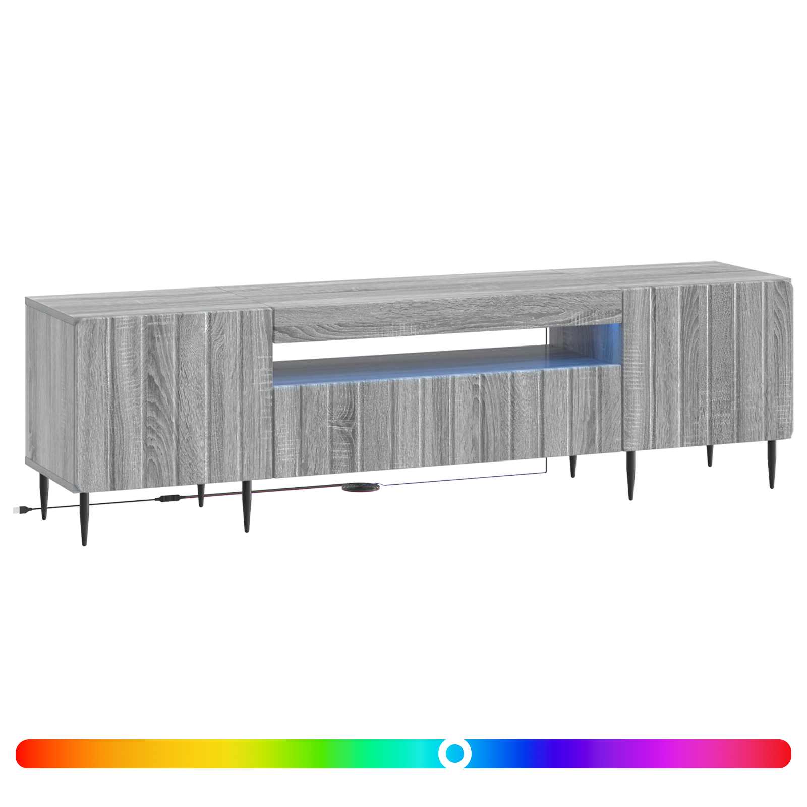 LED tv-meubel Grijs Sonoma Bewerkt hout