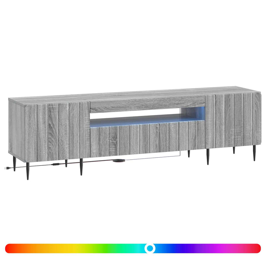 LED tv-meubel Grijs Sonoma Bewerkt hout