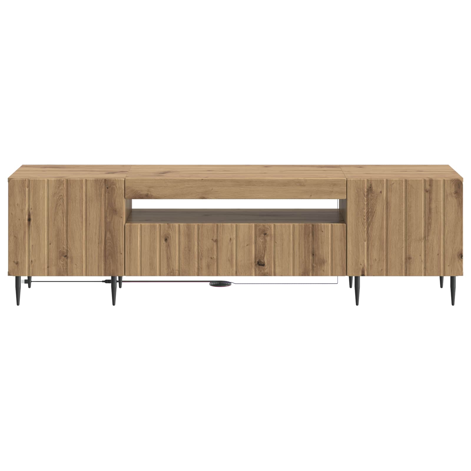 LED tv-meubel Artisanaal eiken Bewerkt hout