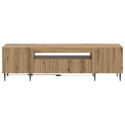 LED tv-meubel Artisanaal eiken Bewerkt hout