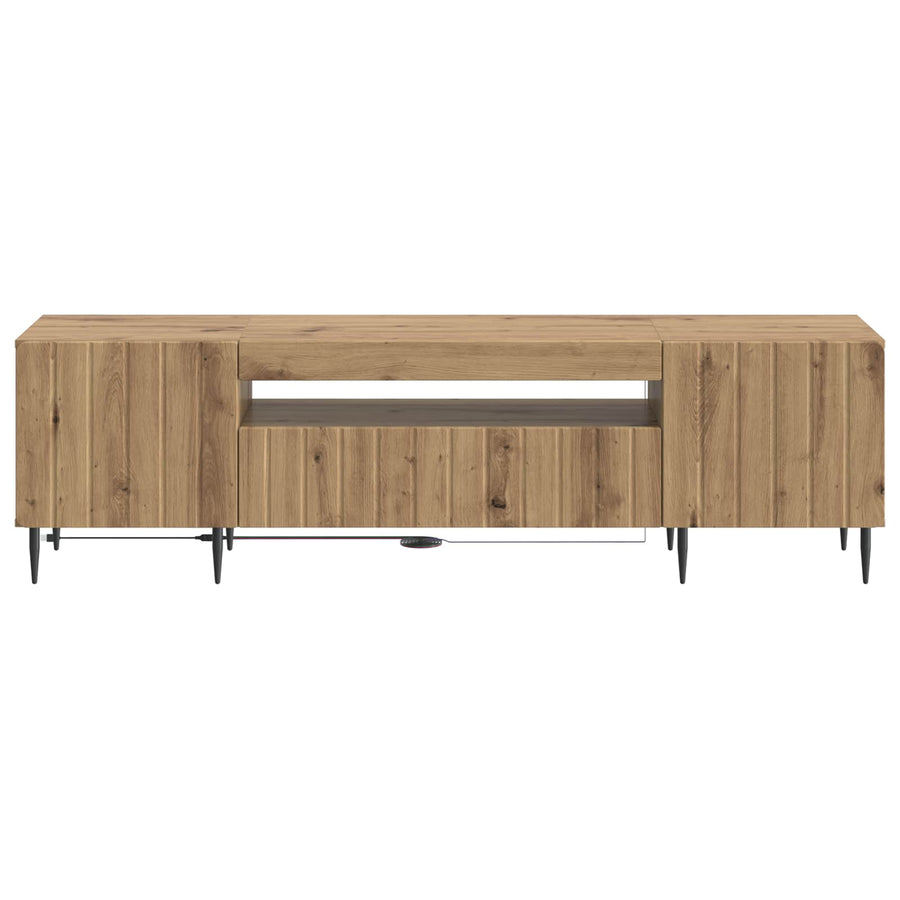 LED tv-meubel Artisanaal eiken Bewerkt hout