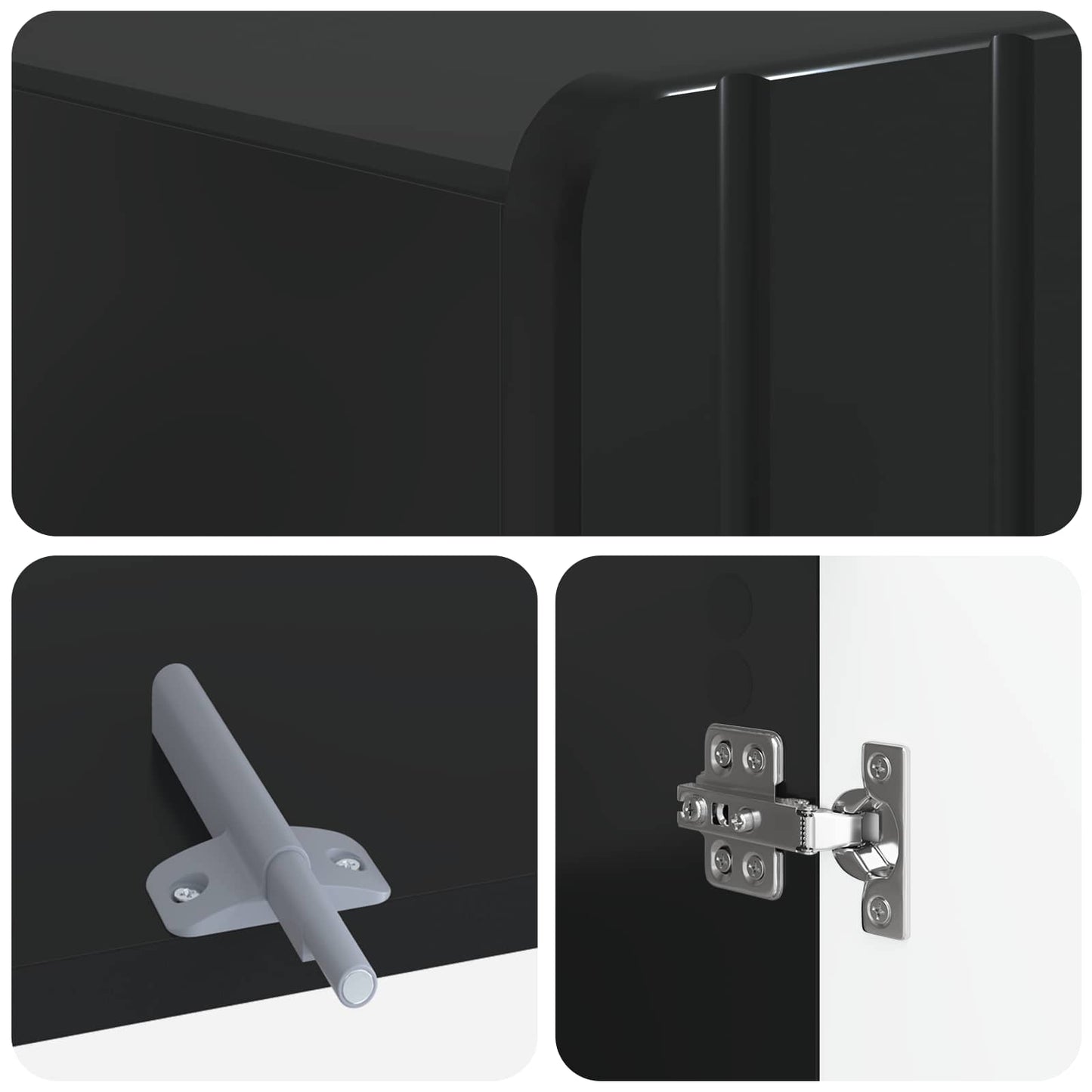 Toiletkast ZWOLLE Zwart 66 x 25,5 x 190 cm Bewerkt hout