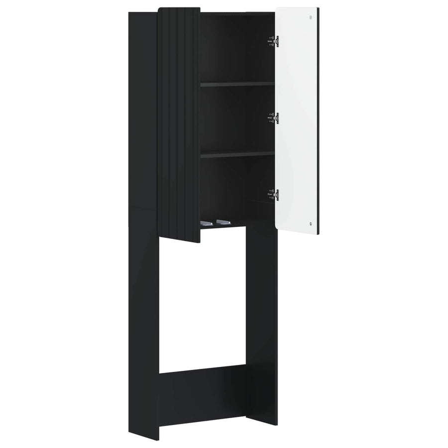 Toiletkast ZWOLLE Zwart 66 x 25,5 x 190 cm Bewerkt hout