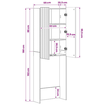 Toiletkast ZWOLLE Hoogglans Wit 66 x 25,5 x 190 cm Bewerkt hout