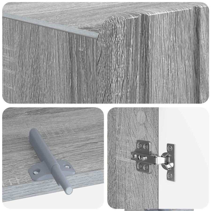 Toiletkast ZWOLLE Grijs Sonoma 66 x 25,5 x 190 cm Bewerkt hout