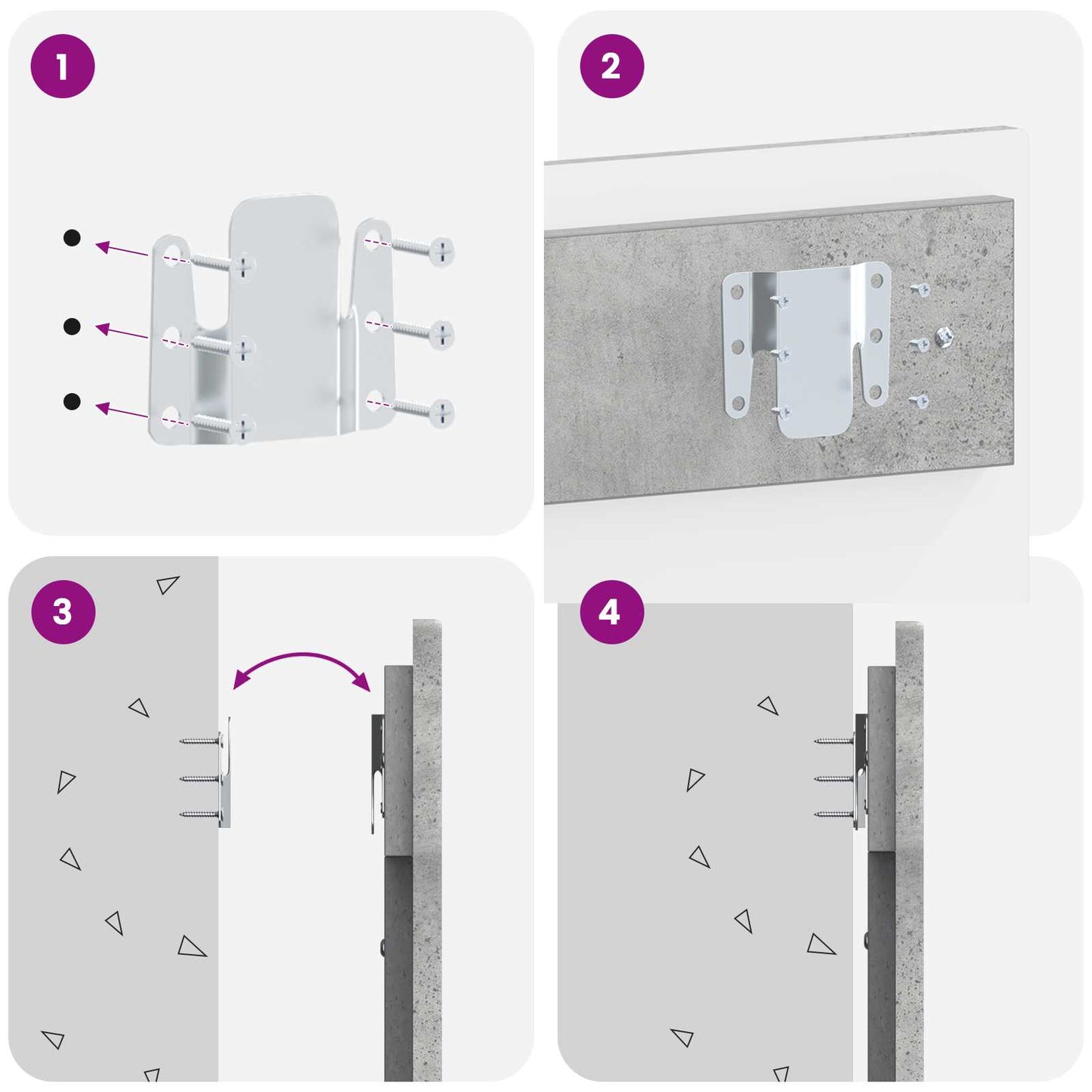 Wandgemonteerd Hoofdeinde ZWOLLE Betongrijs Bewerkt hout