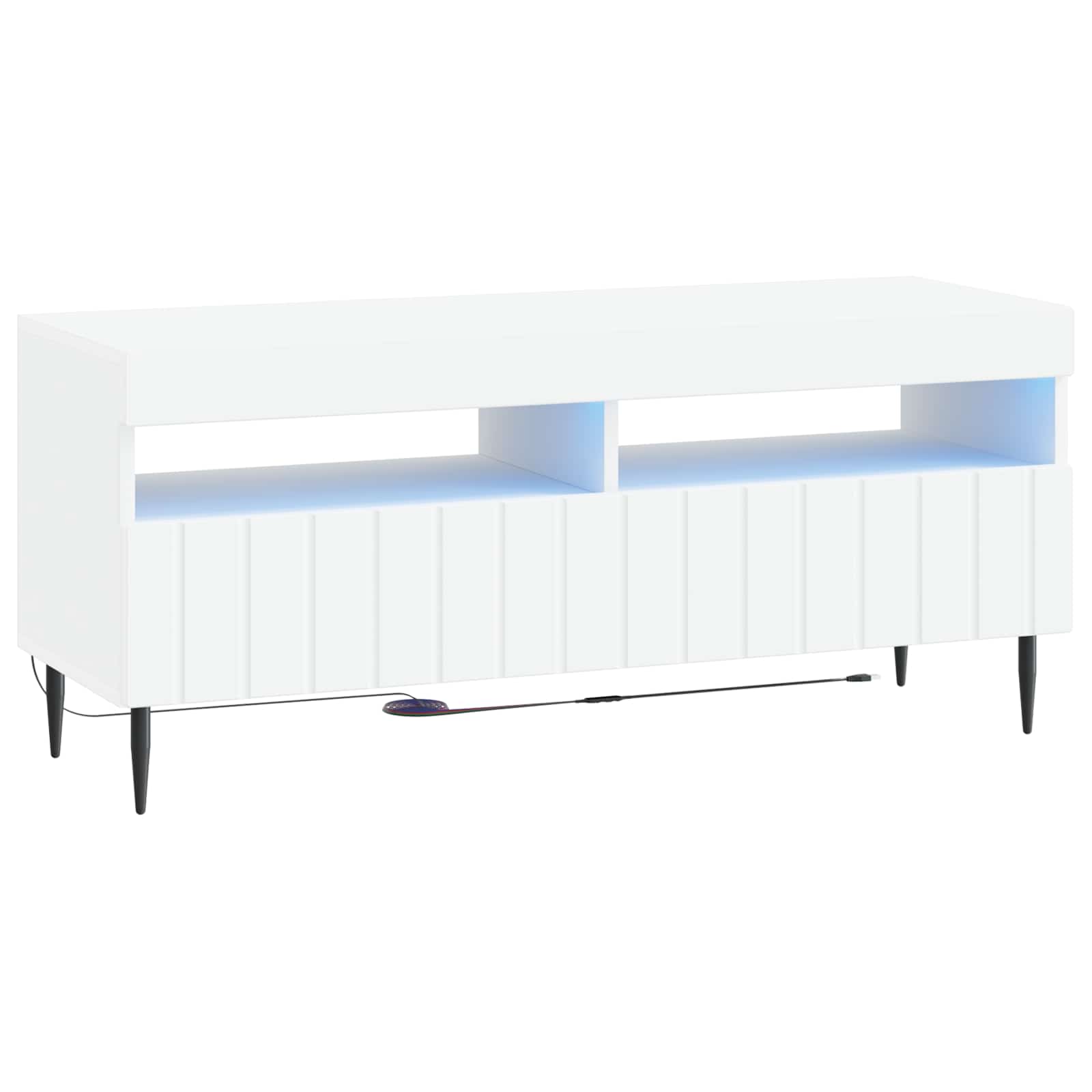 LED tv-meubel Wit Bewerkt hout