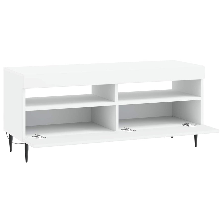 LED tv-meubel Wit Bewerkt hout