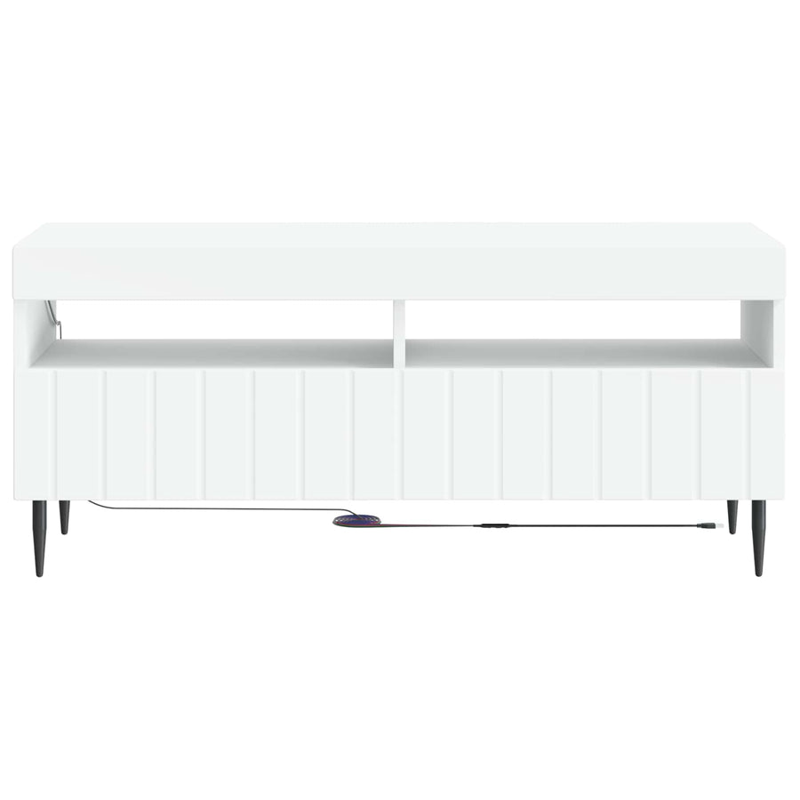 LED tv-meubel Wit Bewerkt hout