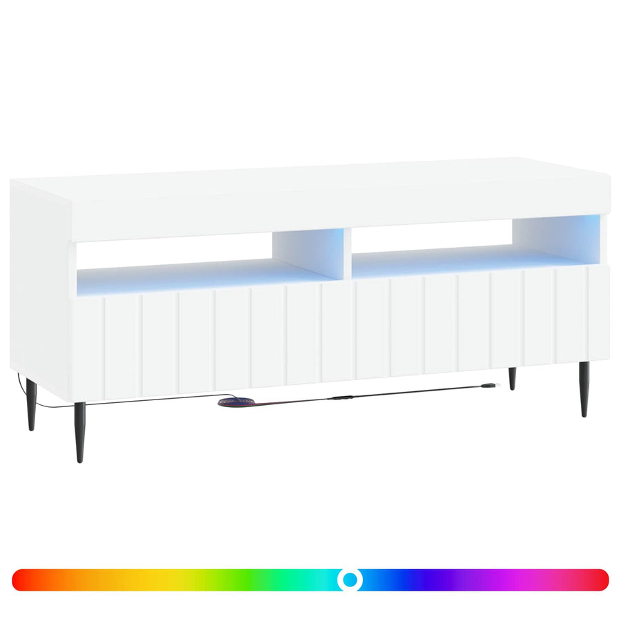 LED tv-meubel Wit Bewerkt hout