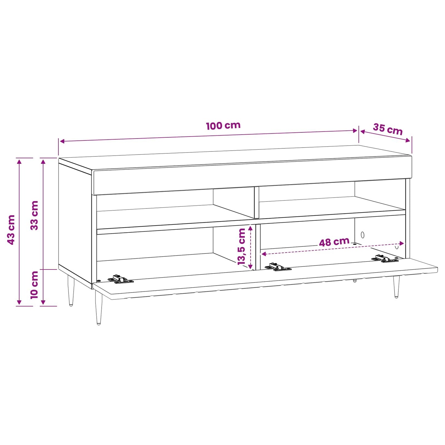 LED tv-meubel Zwart Bewerkt hout
