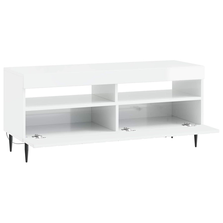 LED tv-meubel Hoogglans Wit Bewerkt hout