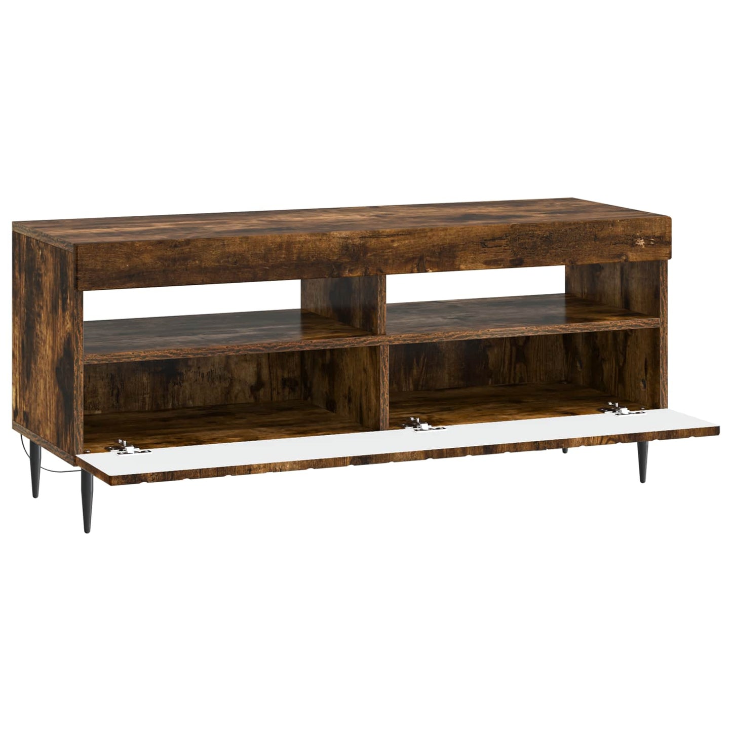 LED tv-meubel Gerookt eiken Bewerkt hout