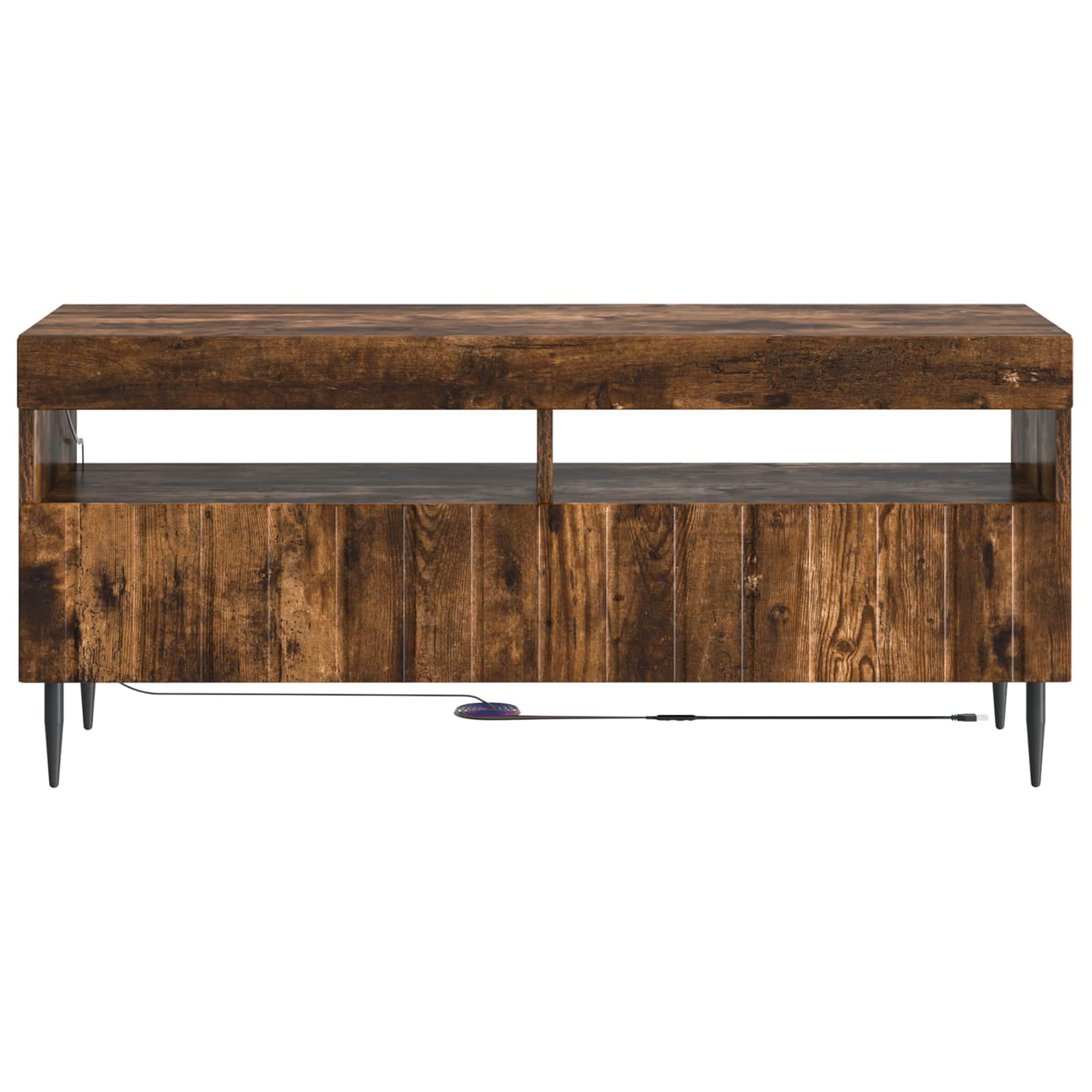 LED tv-meubel Gerookt eiken Bewerkt hout
