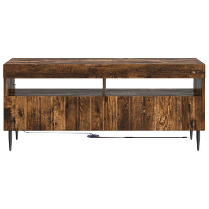 LED tv-meubel Gerookt eiken Bewerkt hout