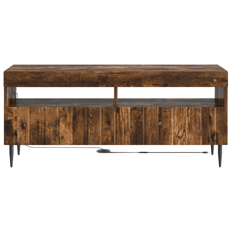 LED tv-meubel Gerookt eiken Bewerkt hout