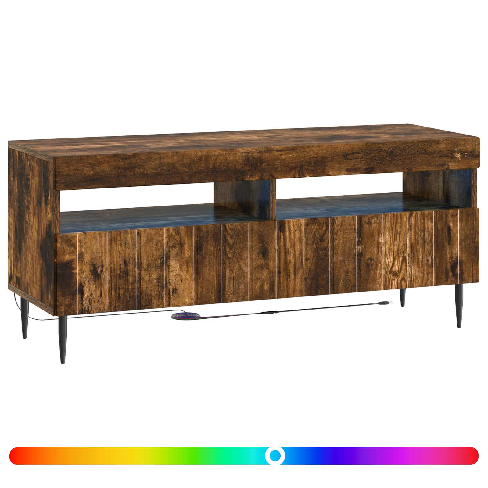 LED tv-meubel Gerookt eiken Bewerkt hout