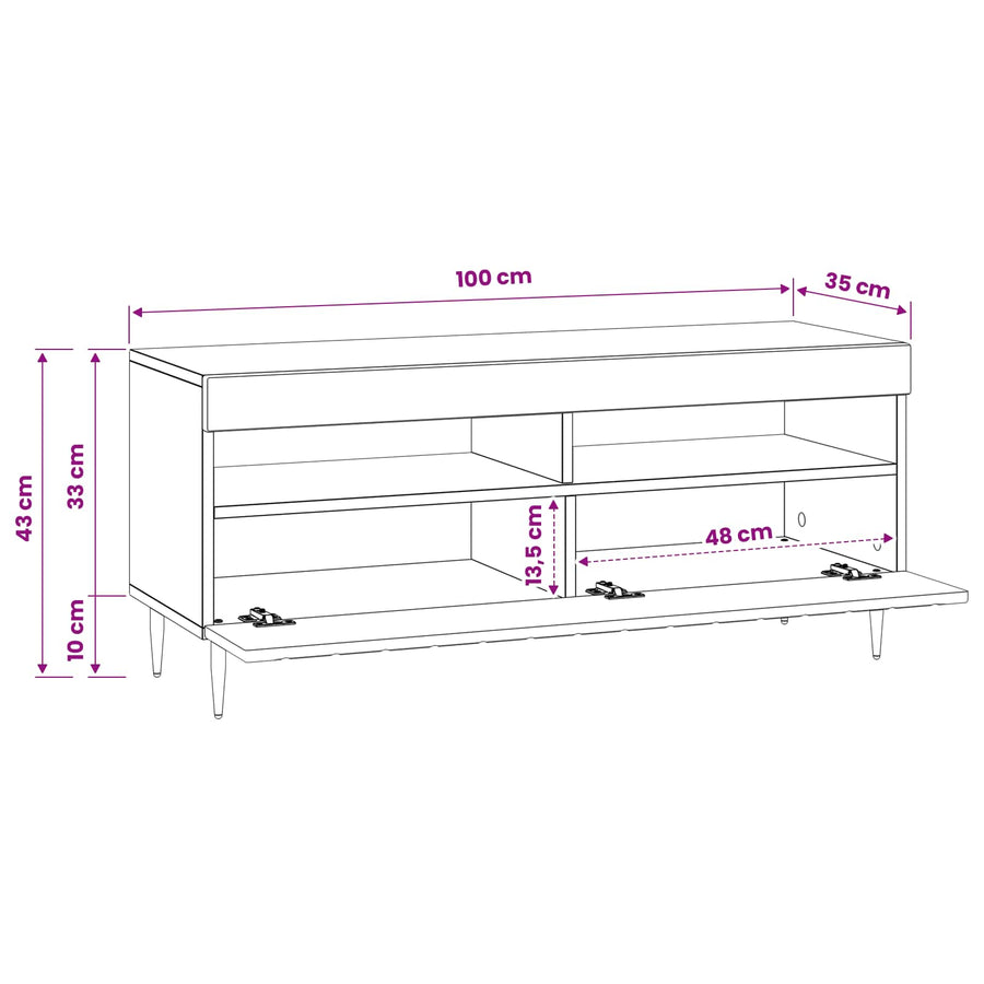 LED tv-meubel Oud hout Bewerkt hout