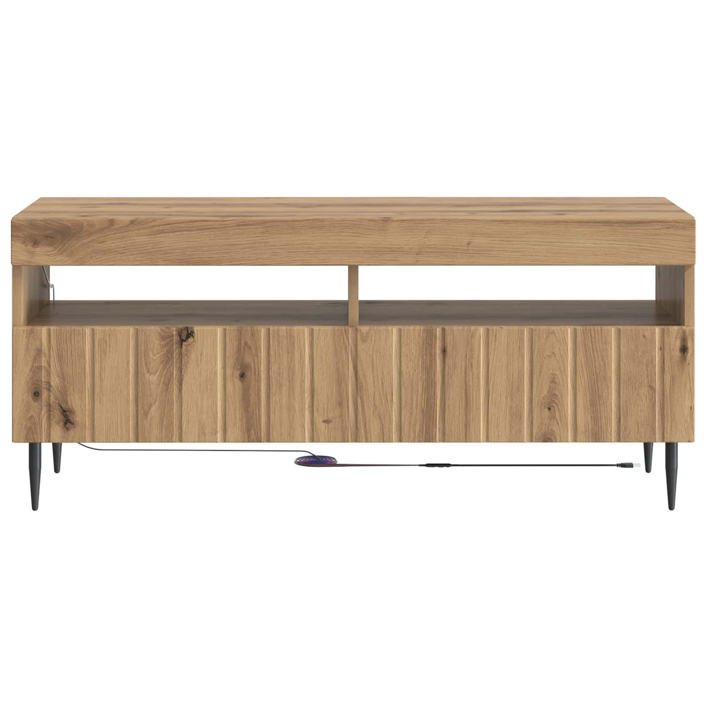LED tv-meubel Artisanaal eiken Bewerkt hout