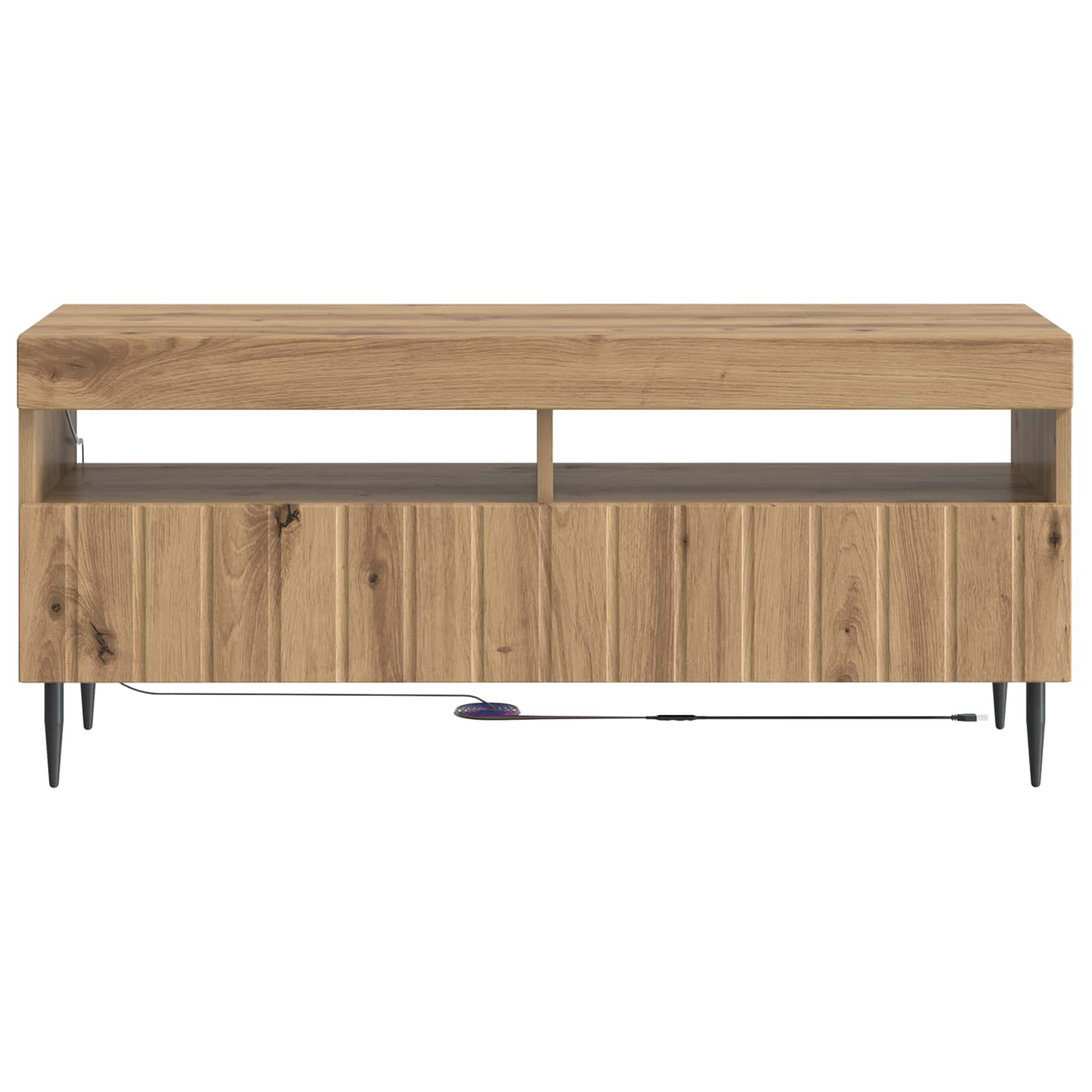 LED tv-meubel Artisanaal eiken Bewerkt hout