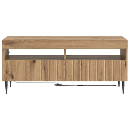 LED tv-meubel Artisanaal eiken Bewerkt hout